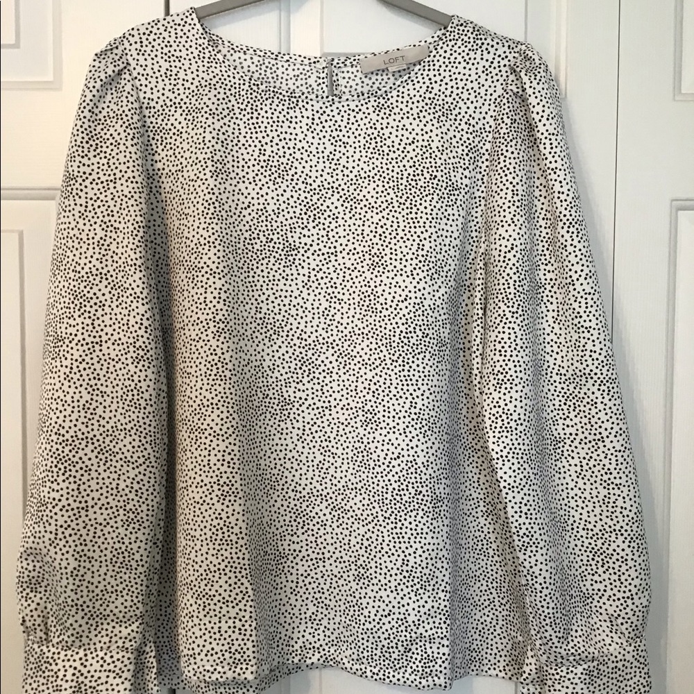 Loft blouse with small black polka dots